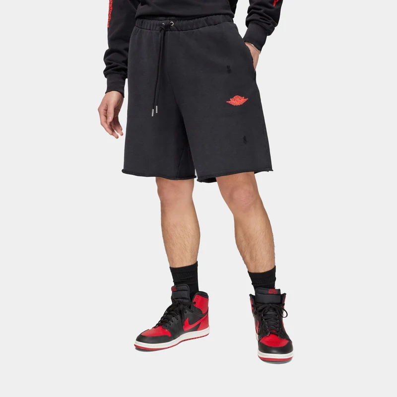 Rare Air Fleece French Terry Mens Shorts (Black/Red) XS