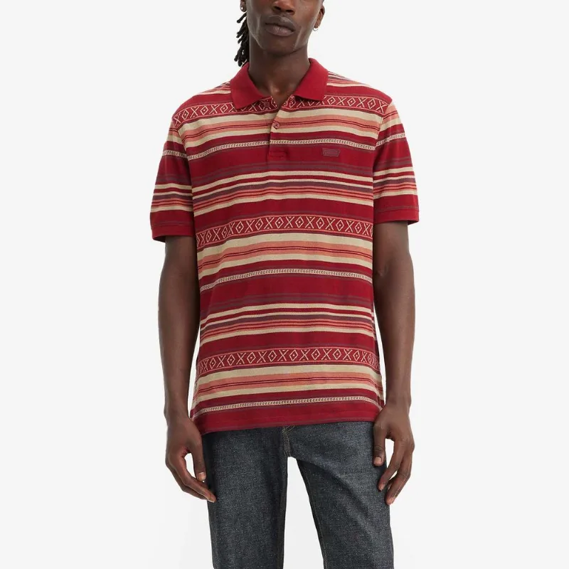 Camisa Polo Levi's Slim Housemark Vermelha com Listras Manga Curta Camisa Polo Levi's® Slim Housemark Vermelha com Listras Manga Curta L USA | G BR