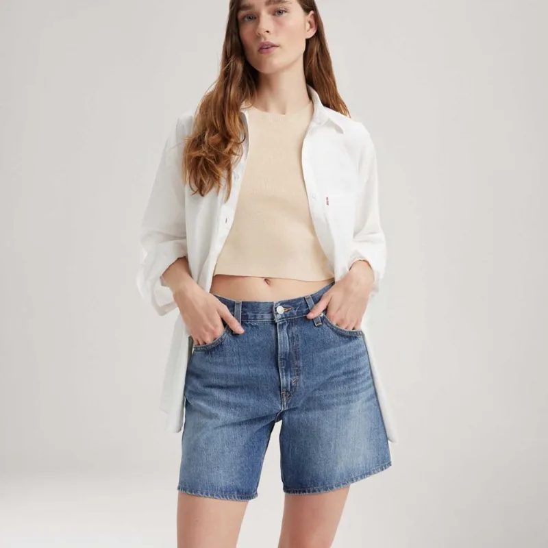 Short Jeans Levi's® High Baggy Lavagem Média *coastal khaki 2* 25 USA | 36 BR