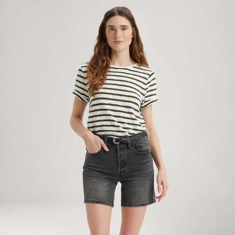 Camiseta Levi's® Margot Branca com Listras Manga Curta M USA | M BR