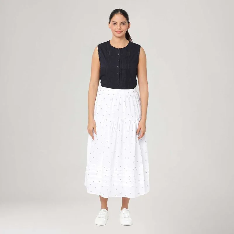 Saia Midi Levi's® Becca Tiered Branca com Flores Hole in the wall XL USA | GG BR