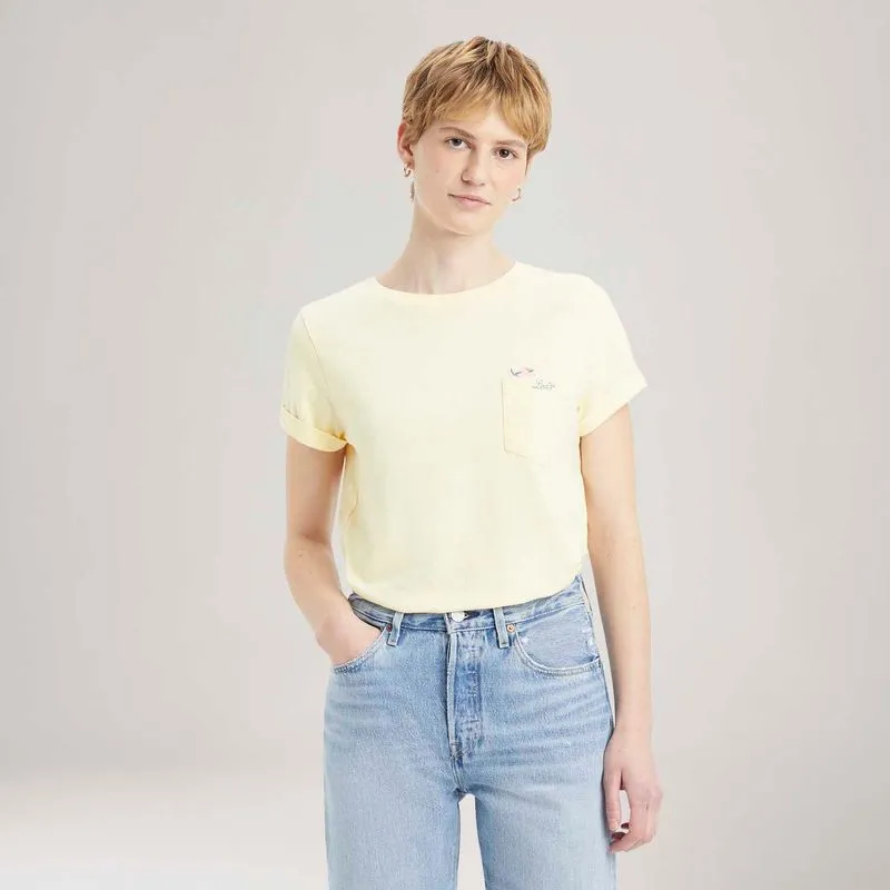 Camiseta Levi's® Margot Pocket Amarela Manga Curta XL USA | GG BR