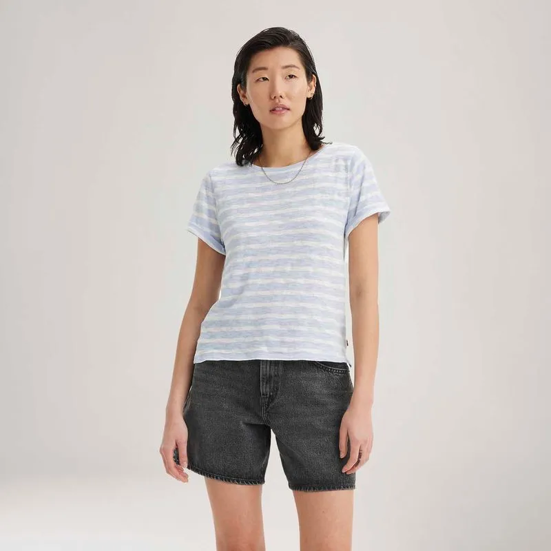Camiseta Levi's® Margot Azul com Listras Manga Curta Soak it in od L USA | G BR