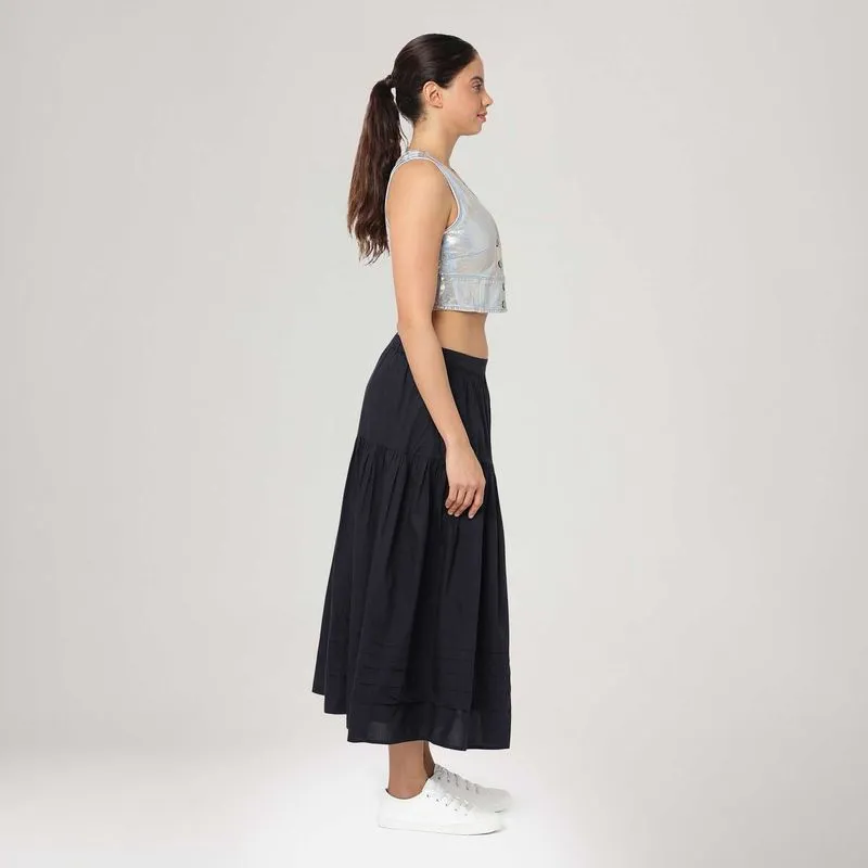 Saia Mid Levi's® Becca Tiered Preta XS USA | PP BR