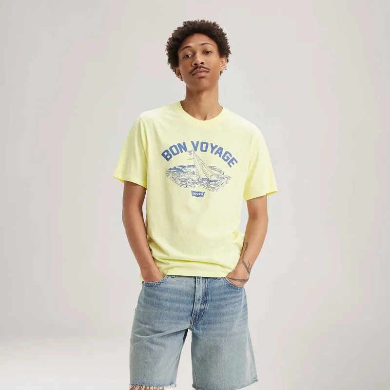Camiseta Levi's® Retro Gr Standard Amarela Manga Curta Lost coast tee egret XXL USA | EGG BR