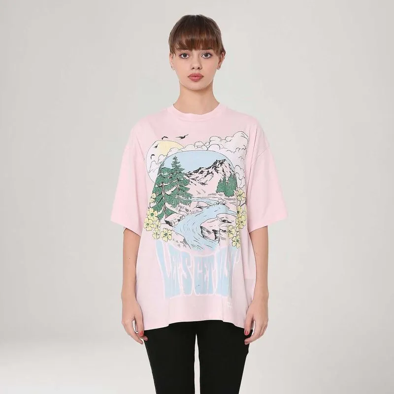 Camiseta Levi's® Graphic Stack Rosa Manga Curta S USA | P BR
