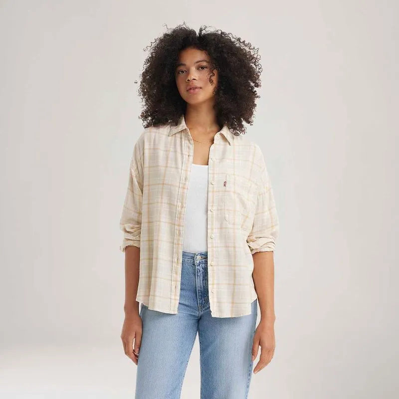 Camisa Levi's® Henri Flannel Bege Manga Longa - S USA | P BR