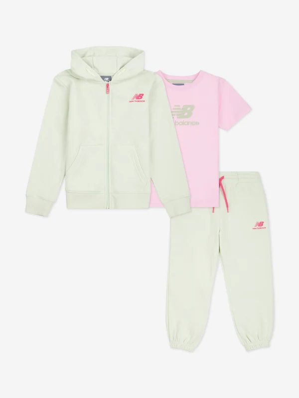 New Balance Girls T-Shirt and Tracksuit Set in Green Green / 12 Mths