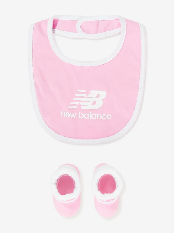 New Balance Baby Girls Bib and Bootie Gift Set in Pink Pink / 0 - 6 Mths