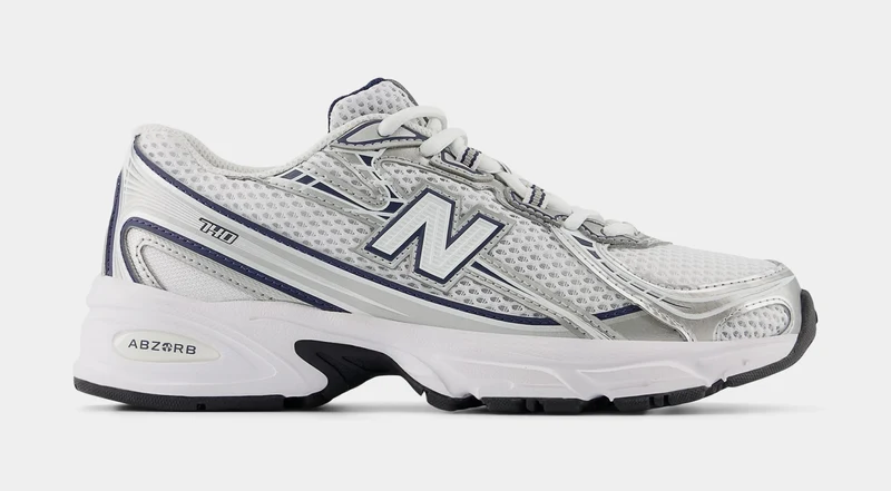 740 Lace Grade School Lifestyle Shoes (White/Navy) 4Y
