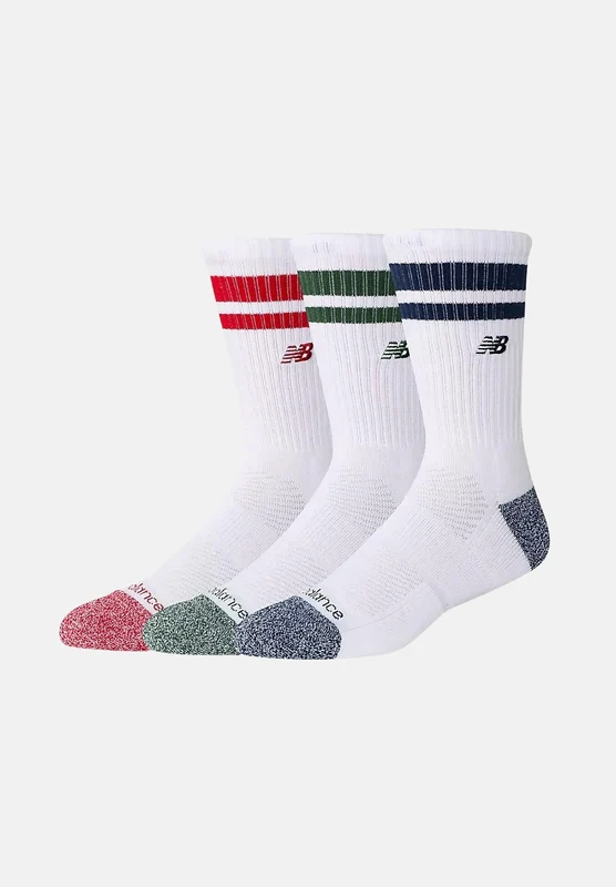 NEW BALANCE Calzini ACTIVE PREMIUM STRIPE CREW ( 3 paia) bianchi per uomo e donna M