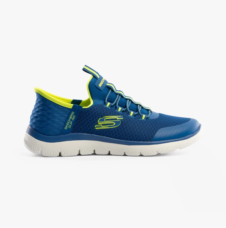 Skechers SUMMITS HIGH RANGE Boys Trainers Blue/Lime UK 13 (Small Kids)