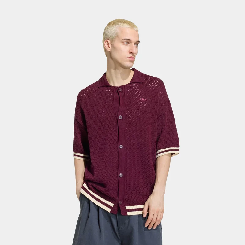 Crochet Mens Jersey (Maroon) L