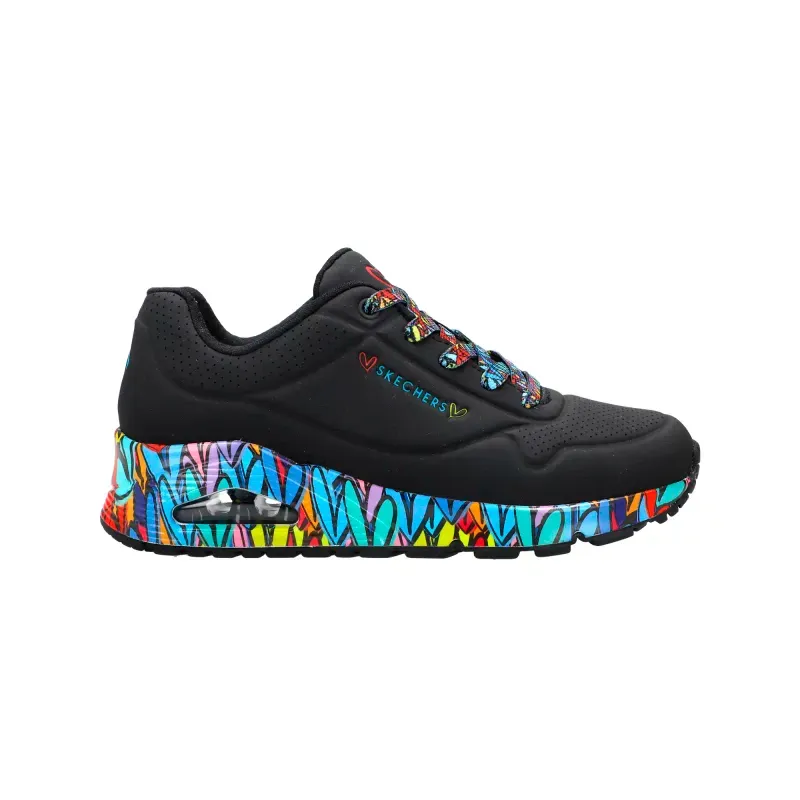 Tenis Skechers Casual Street x JGoldcrown: Uno - Ravaged Love Mujer 177918BKMT 24.5 cm