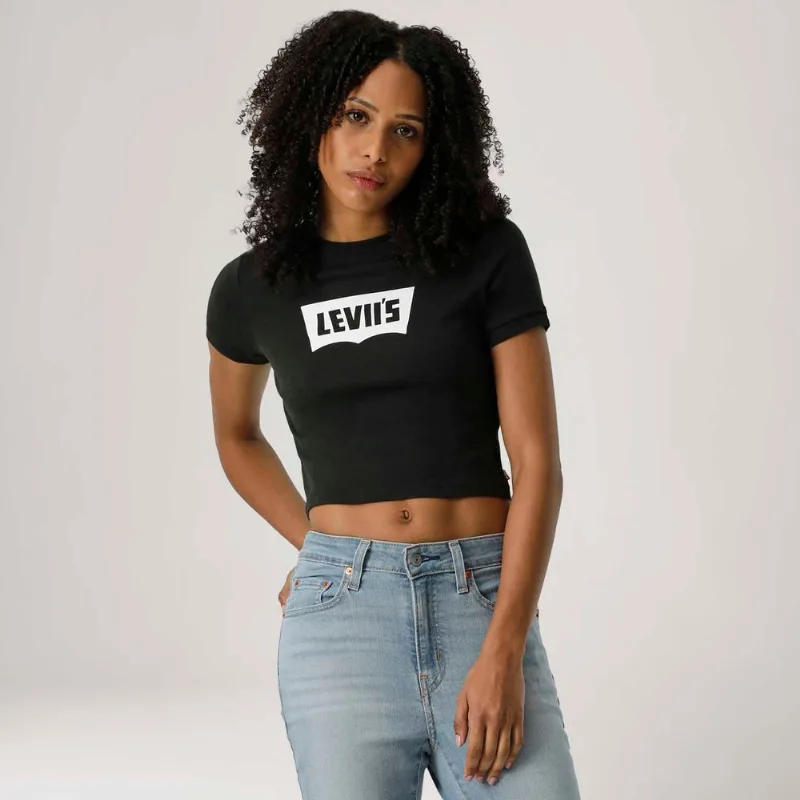 Camiseta Levi's® Sporty Tee Ringer Preta Manga Curta - M USA | M BR