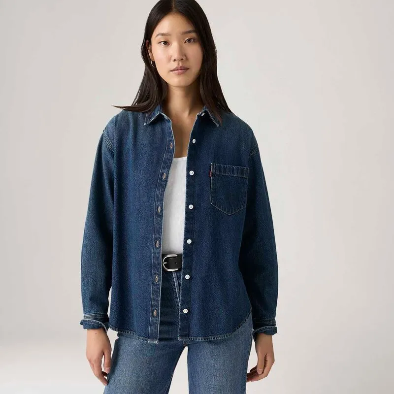 Camisa Jeans Levi's® Harlie Boyfriend Lavagem Escura - XXL USA | EGG BR