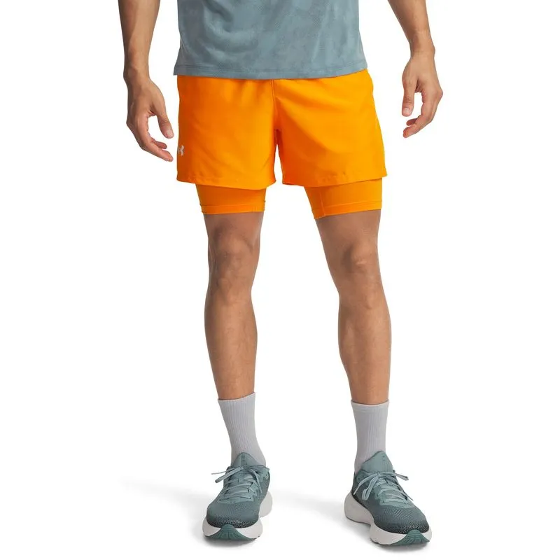 Shorts de Corrida 2 em 1 Under Armour Launch 5 2GG Laranja