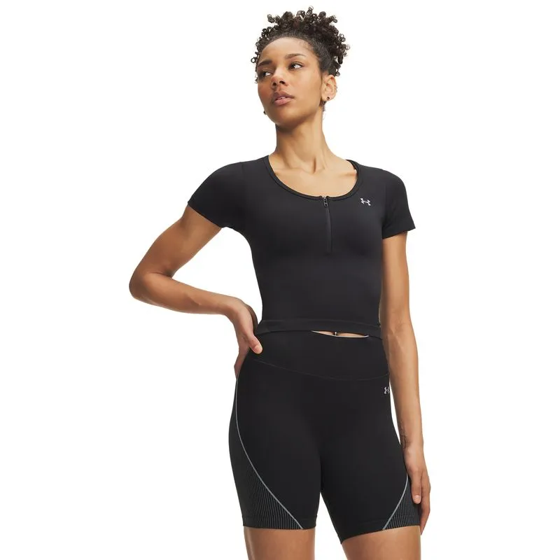Vanish Seamless Crop Zip SS-BLK XS