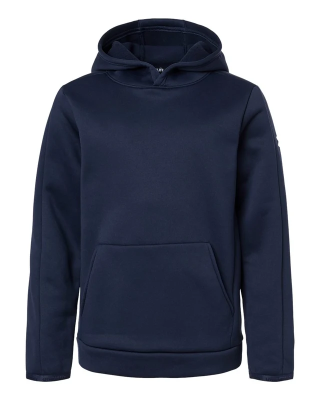 Under Armour 6012355 Youth Fleece Pro Hooded Pullover - Midnight Navy White Blue-Navy / Youth XL
