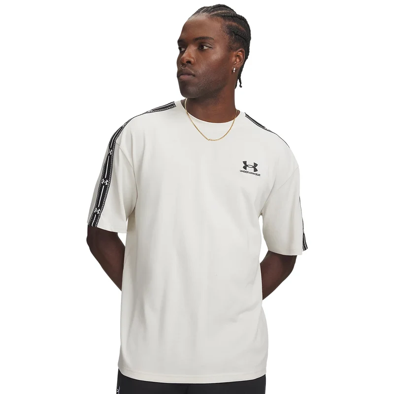 T-Shirt Uomo Under Armour Icon Heavyweight Taped Bianco Nero L