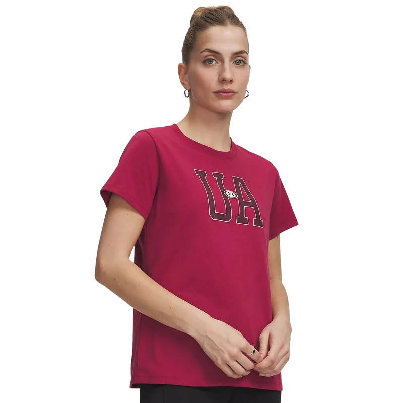 T-Shirt Donna Under Armour Icon Fleece Graphic Bordeaux M