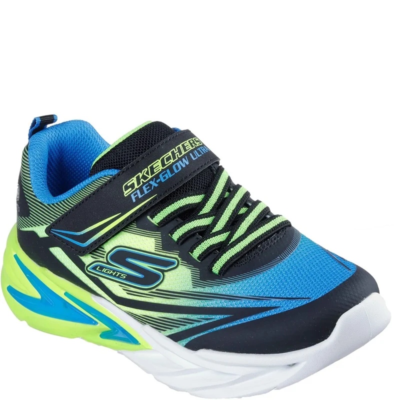 Skechers Flex-Glow Ultra Trainer Black/Blue/Lime / Junior 1.5