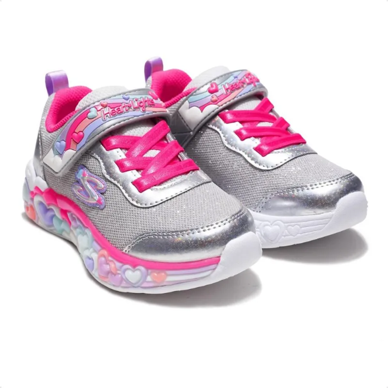 Tênis Skechers Eternal Heart Lights Infantil 26 / Prata / Rosa