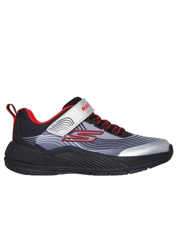 SKECHERS Microspec Advance Sneaker Con Strappo Bambino - 403926L Black/Silver 27