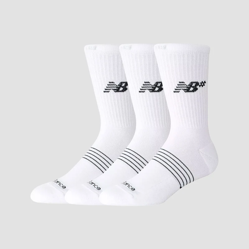 New Balance Active Numeric Crew Socks 3 Pack White 5.5-8uk