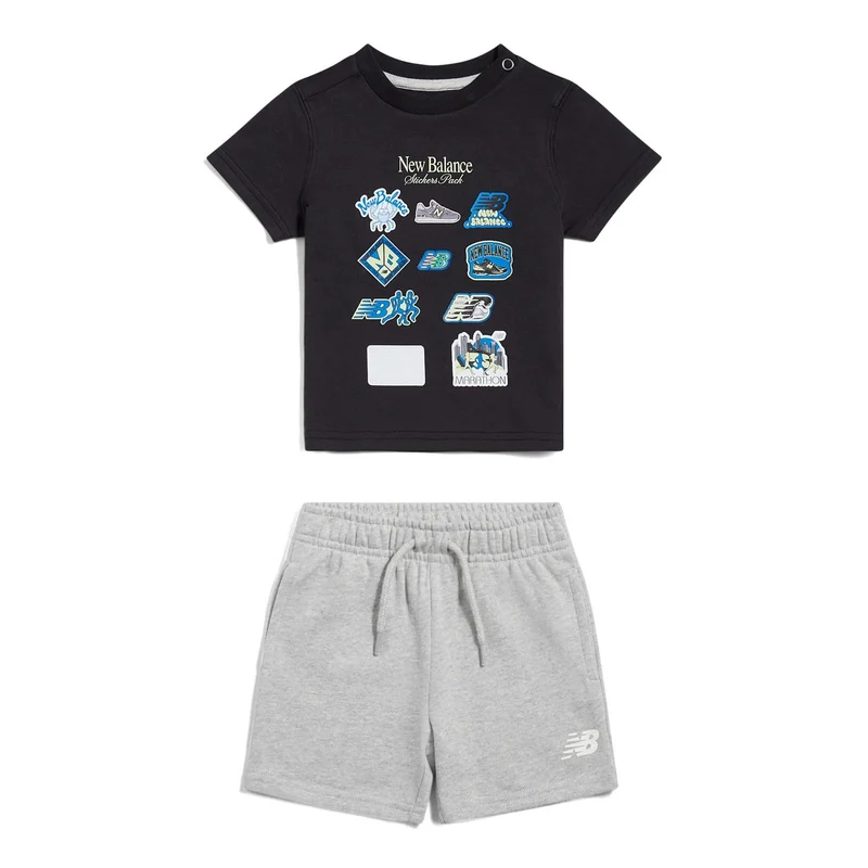New Balance Infant & Toddler Sticker Pack T-Shirt & Shorts Set Black / 36M