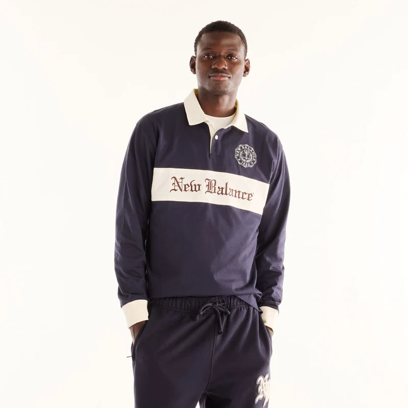New Balance Men's Varsity Old English Rugby Polo Dark Night / XS