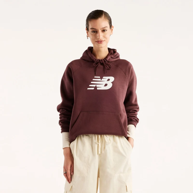 New Balance Women's Sport Fleece Logo Hoodie Cherry Leather / L