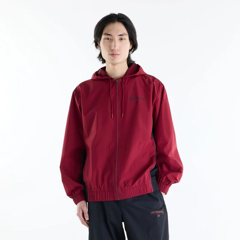 New Balance Men's Sport Linear Graphic Woven Jacket Podium Red / M