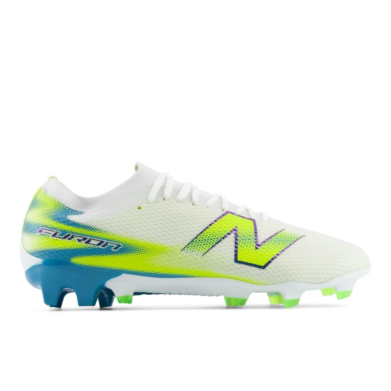 New Balance Adult Furon Team Firm Ground V9 Soccer Cleats White/Alkaline Green / 9.5 / Standard