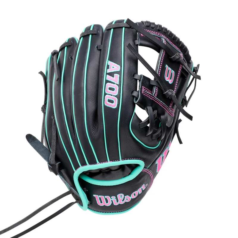Wilson 2027 A700 11.25" Infield Baseball Glove WBG04301RT1125 - Black Pink Black Green-Light / Right Throw