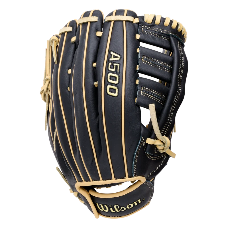Wilson 2027 A500 12.50" Outfield Baseball Glove WBG08801RT125 - Black Yellow Black Yellow-Light / Right Throw
