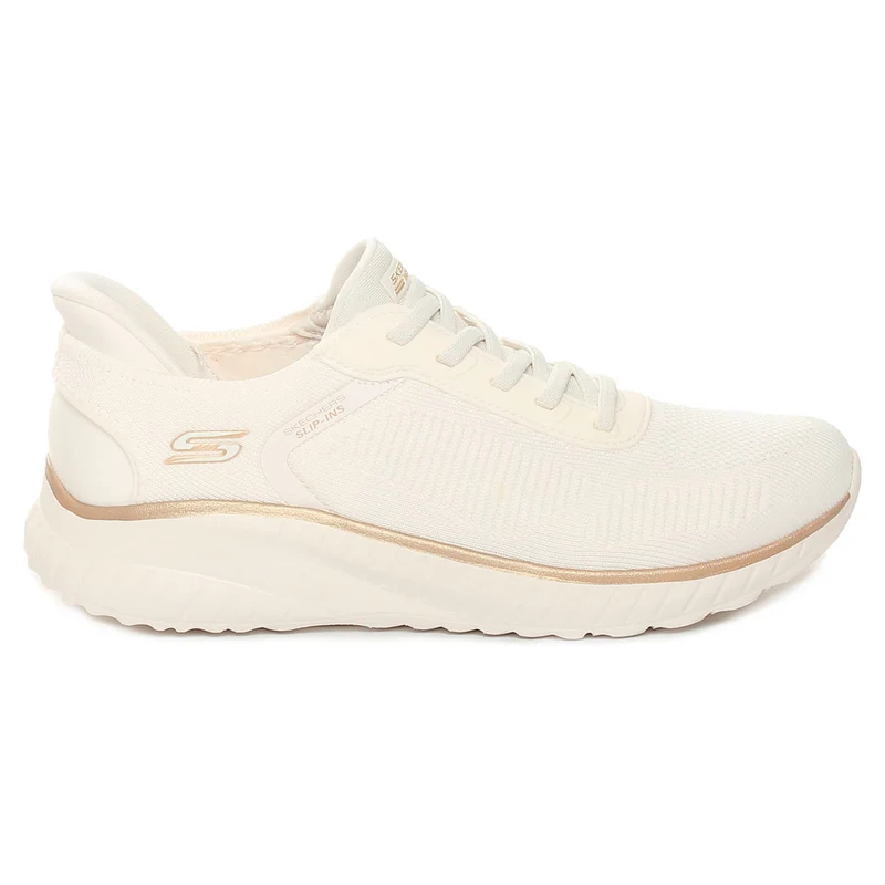 Sneakers Donna Skechers Slip-ins Bobs Sport Squad Chaos Bianco Oro 38 1/2