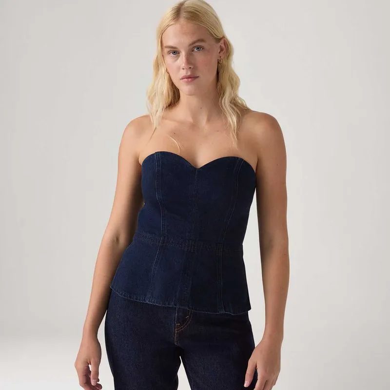 Top Jeans Levi's® Bustier Sweetheart Lavagem Escura - S USA | P BR