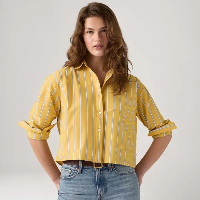Camisa Levi's® Harlie Cropped Listrada Amarela - L USA | G BR