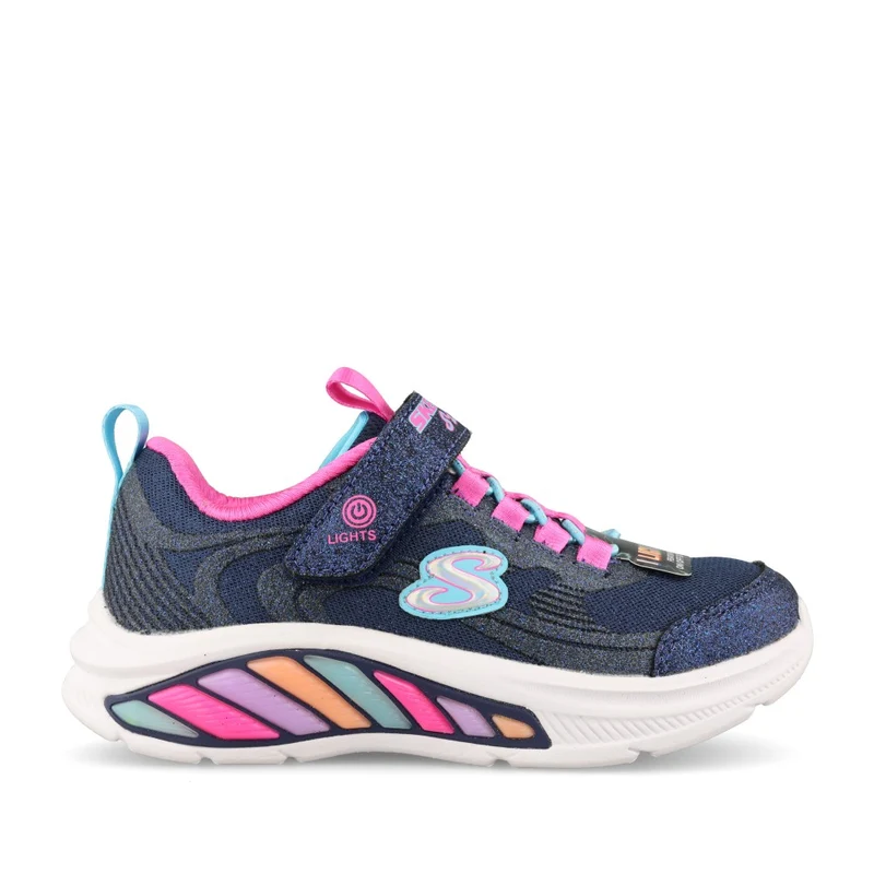 Skechers Girls 303726LC S-Lights Rainbow Cruisers Glitzy Glow Trainer In Navy 3