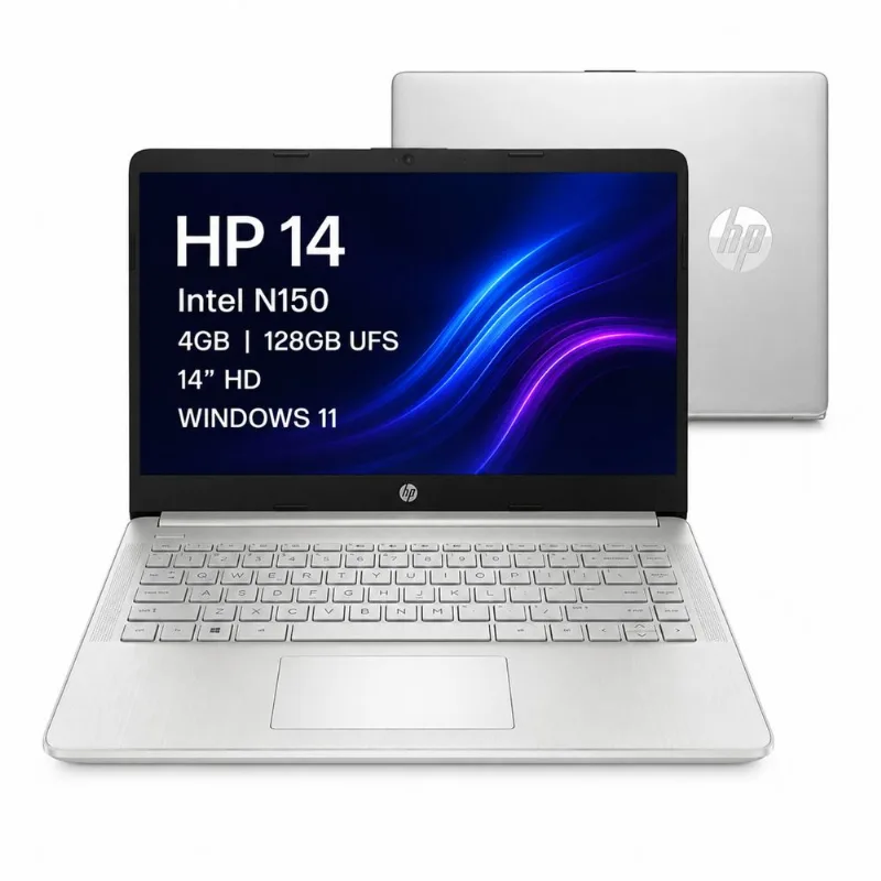 Notebook HP 14-dq6101dx Intel N150 4GB 128GB UFS Tela 14" HD Windows 11 Prata