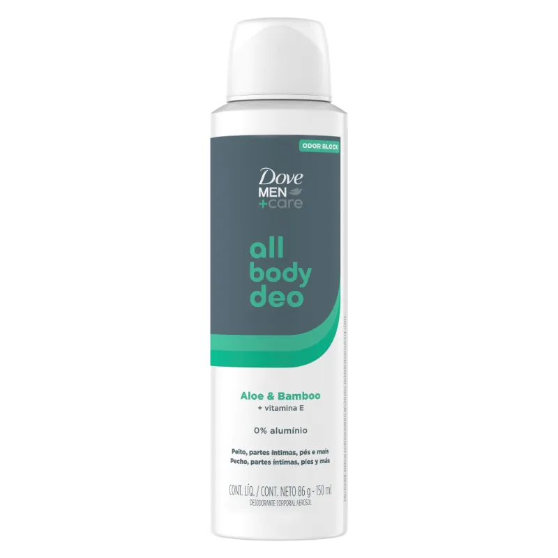 Desodorante Aerossol Aloe & Bamboo Dove Men+Care All Body Deo - 150ml