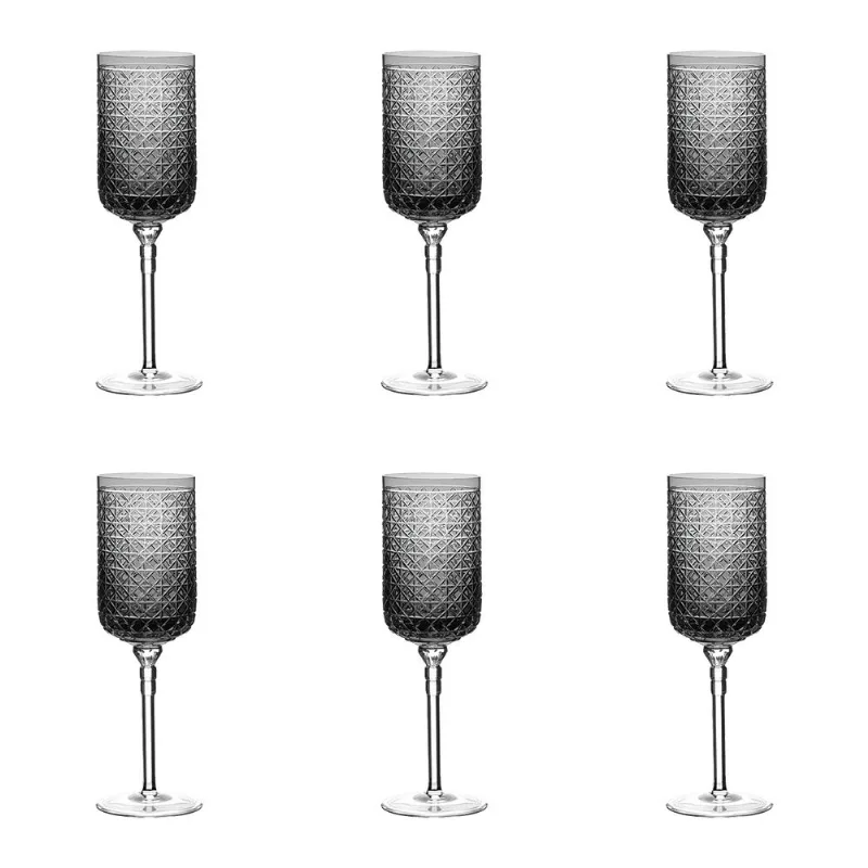 Jogo de 6 Taças de Cristal Strauss Vinho - 300 ml - Simetria Cinza