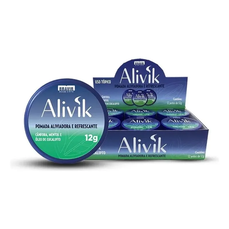 Bravir Alivik Pomada Aliviadora 12g Display com 12 Unidades (27896186002948)