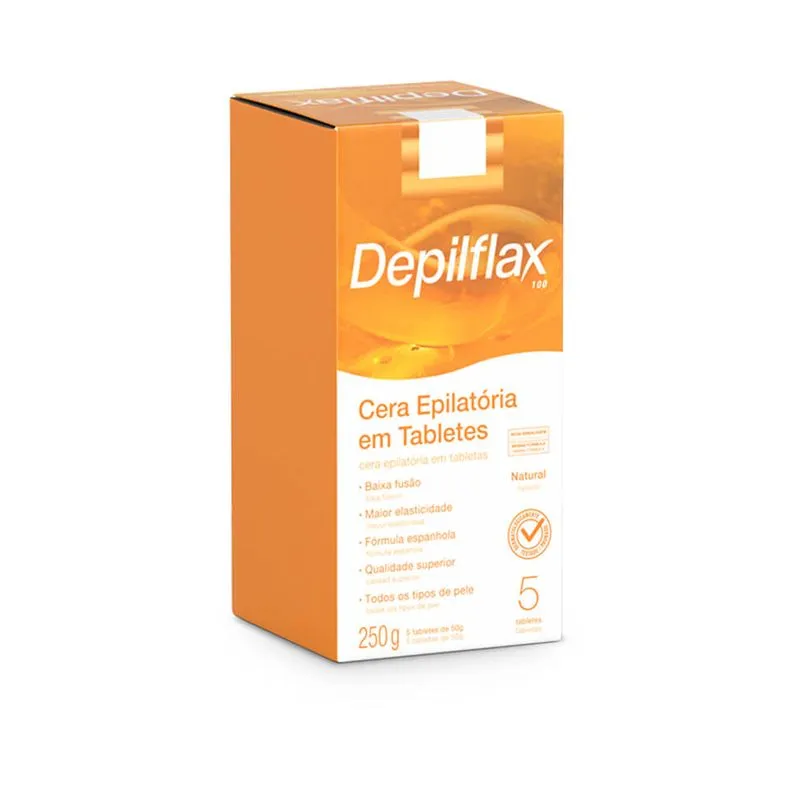 Cera Depilatoria Depilflax 250g Tablete Natural CX 12