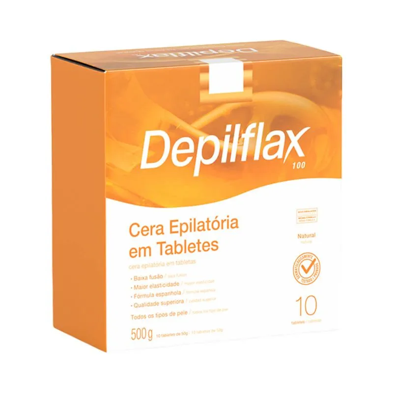 Cera Depilatoria Depilflax 500g Tablete Natural CX 6
