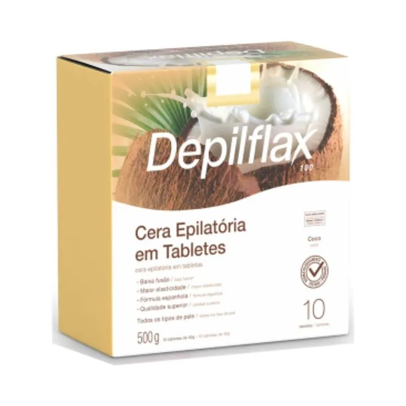 Cera Depilatoria Depilflax 500g Tablete Coco CX 6