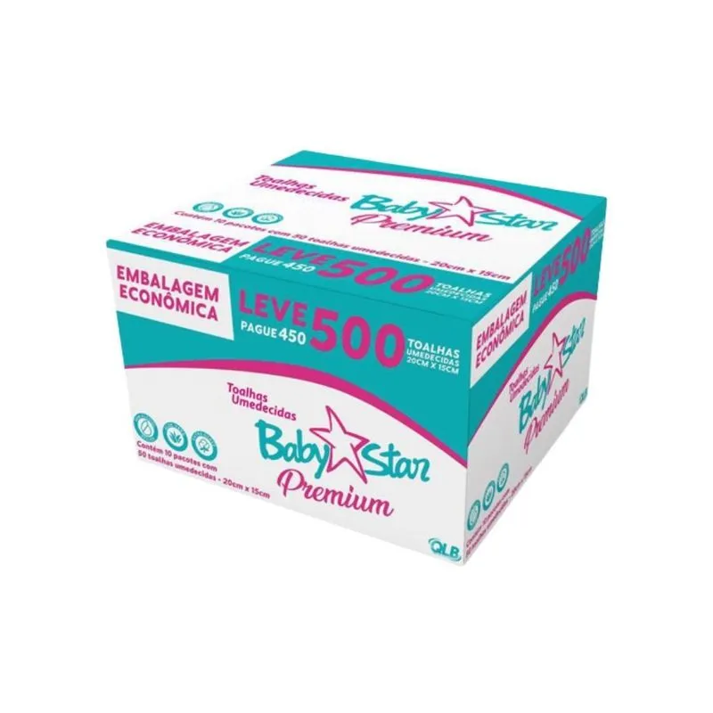 Toalhas Umedecidas Baby Star Premium Caixa 10 Pacotes - Qlb