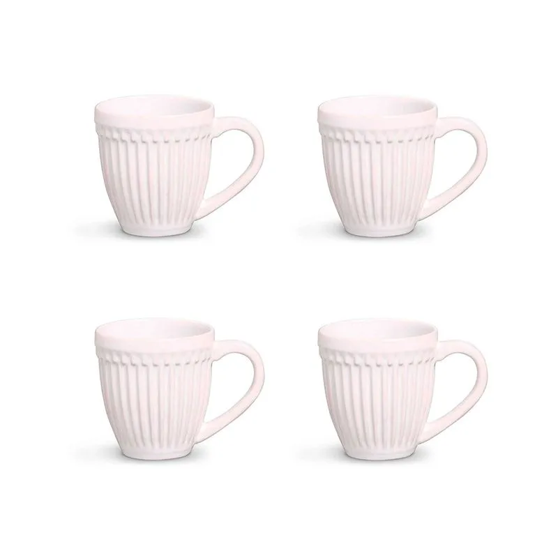 Conjunto de Caneca Porto Brasil Roma Branco de Cerâmica com 4 Peças Cobre 343ml
