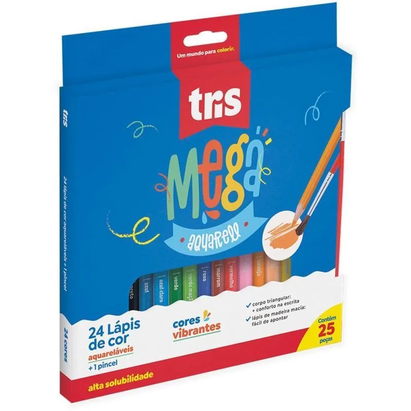 Lapis De Cor Triangular Mega Soft Aquarell+pincel 24co